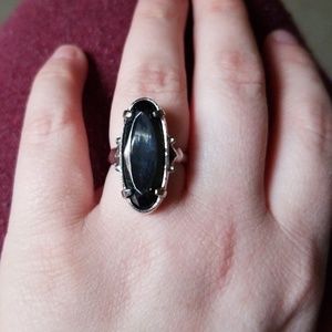 Charcoal grey stone ring